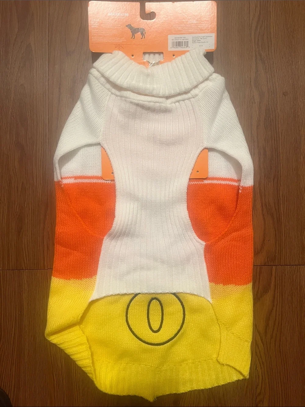 Candy Corn 'BOO' Knitted Dog Sweater - White, Orange, Yellow